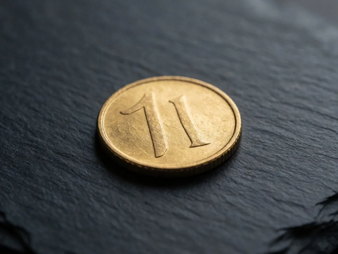 Slate yüzey üzerinde altın coin yakın çekim